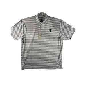 Vansport Michigan State Spartans Golf Polo Shirt Mens 2X Gray Stripe NCAA